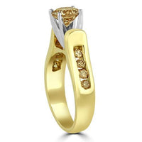 Thumbnail for Champagne Diamond Engagement Ring With Side Stones 1.15 Ctw in 14K Yellow Solid Gold