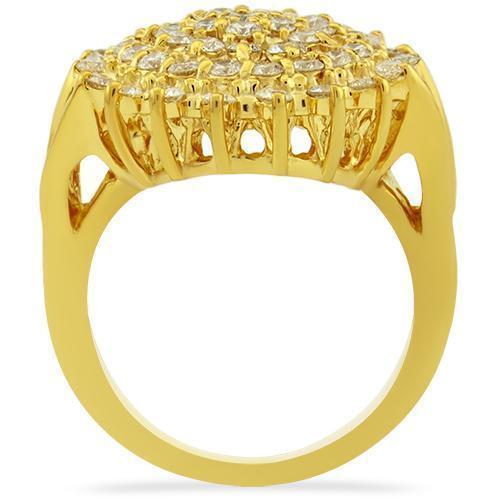 Classic Diamond Cocktail Ring in 14k Yellow Gold 1.75 Ctw