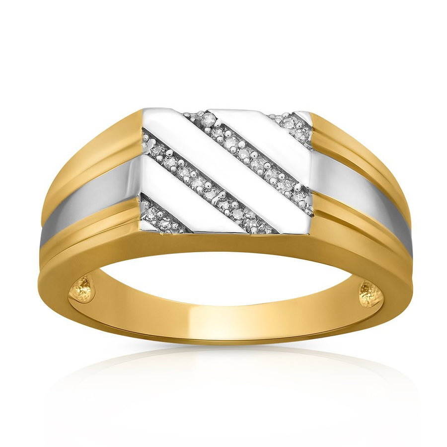 Anillo clásico de diamantes de oro amarillo de 14 k de 0,1 quilates 