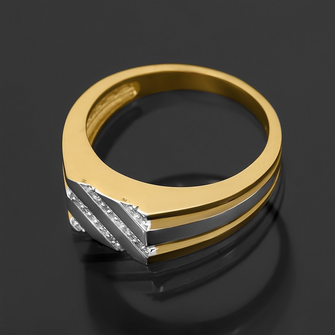 Anillo clásico de diamantes de oro amarillo de 14 k de 0,1 quilates 