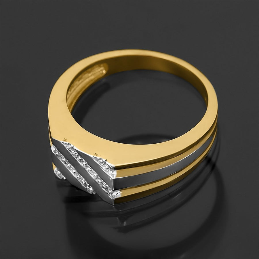 Anillo clásico de diamantes de oro amarillo de 14 k de 0,1 quilates 