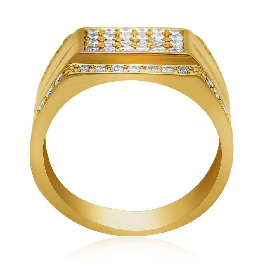 Anillo clásico de diamantes de oro amarillo de 14 k de 1,00 quilates