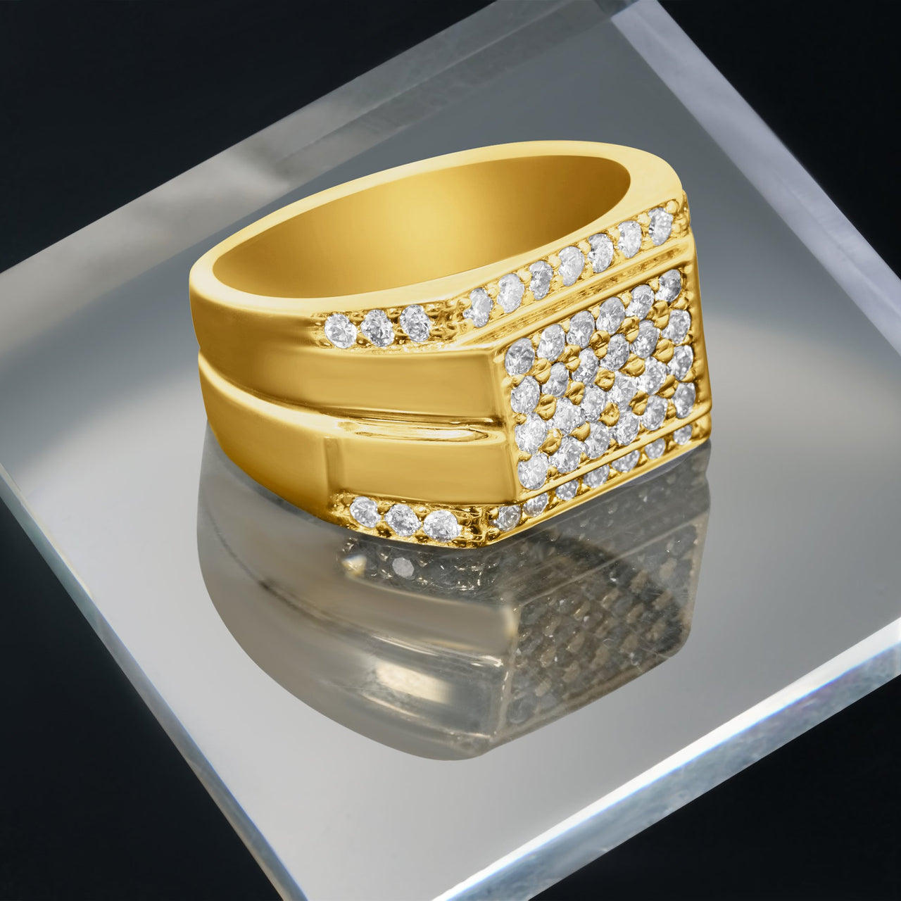Anillo clásico de diamantes de oro amarillo de 14 k de 1,00 quilates