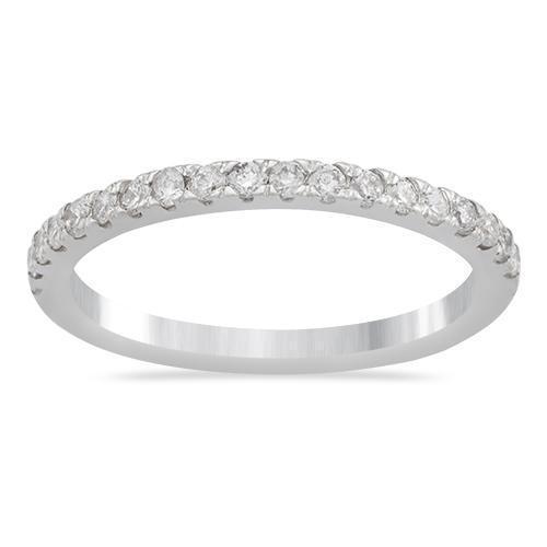 Classic Diamond Wedding Ring Band in 14k White Gold 0.30 Ctw