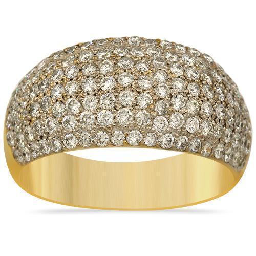 Classic Pave Diamond Cocktail Ring in 14k Yellow Gold 1.90 Ctw