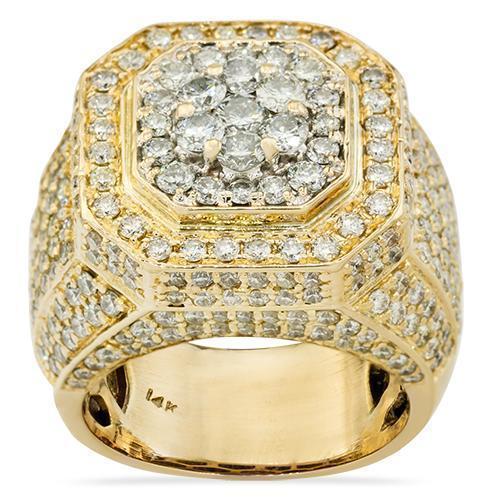 Cluster Diamond Pinky Ring in 14k Yellow Gold 8.96 Ctw