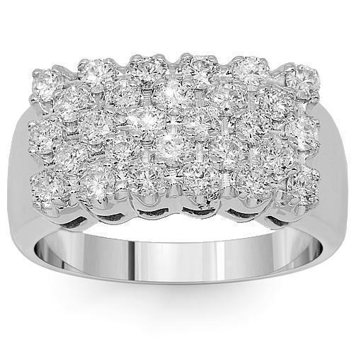 Cluster Prong Set Mens Diamond Ring 2.11 Ctw 10k White Gold