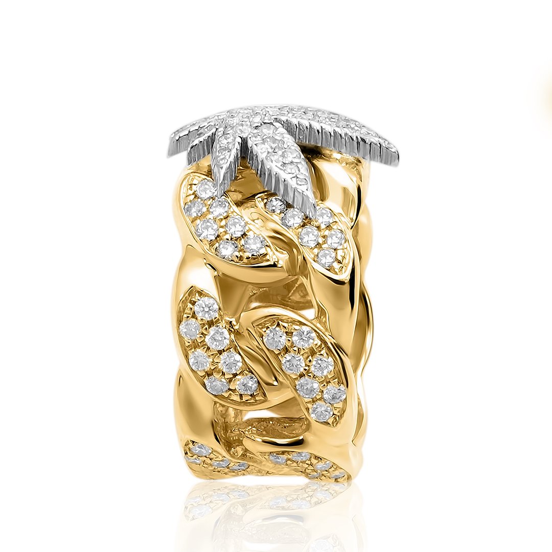 Cuban Weed Ring in 14k Yellow Gold 2 Ctw