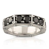Thumbnail for Diamond 14k White Gold Black Diamond Octagon Ring 6.50 Ctw