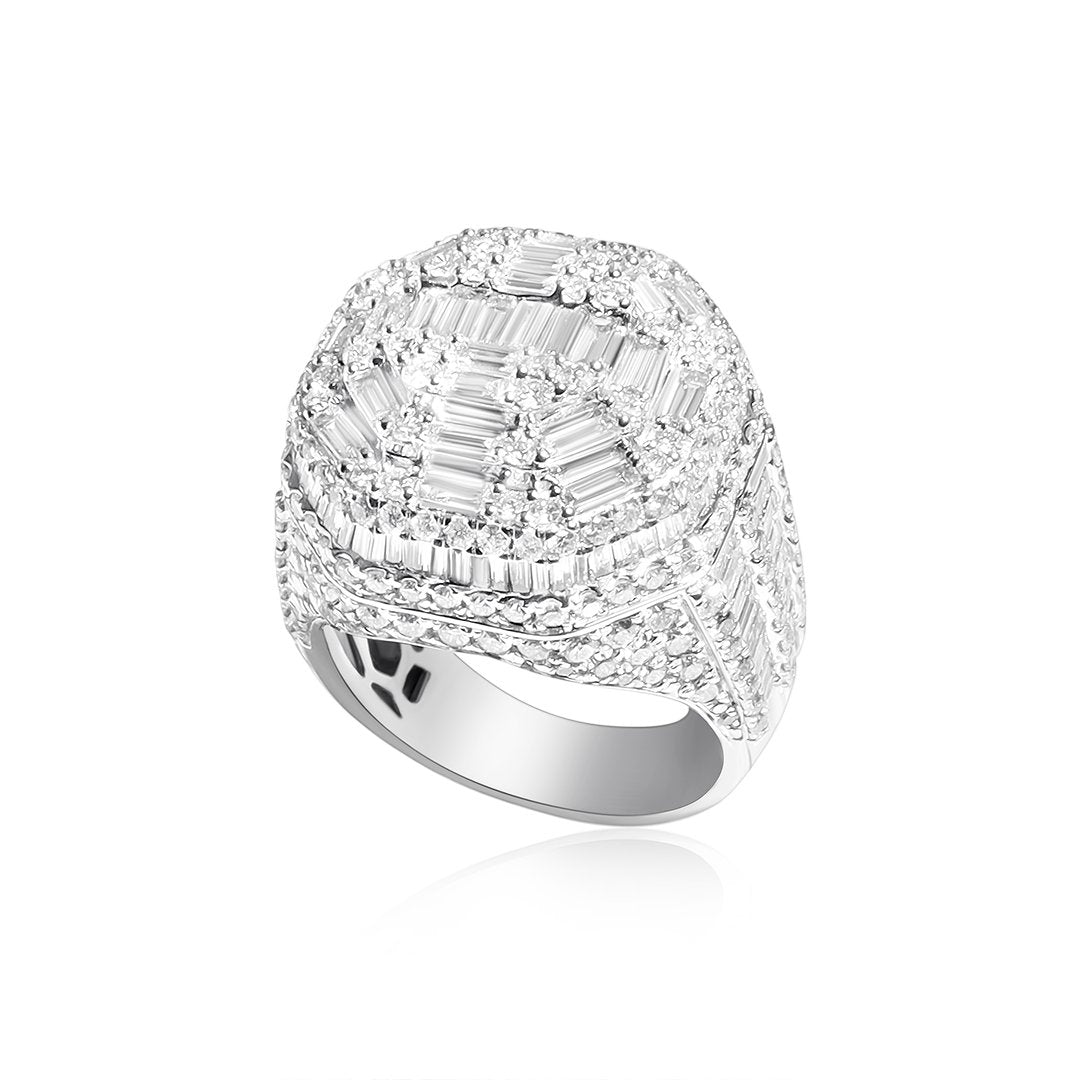 White Gold Diamond Baguette ring in 14k gold 5.65ctw