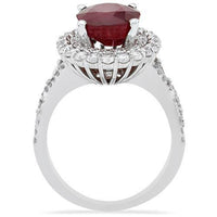 Thumbnail for Diamond Big Ruby Ring in 18k White Gold 8.34 Ctw