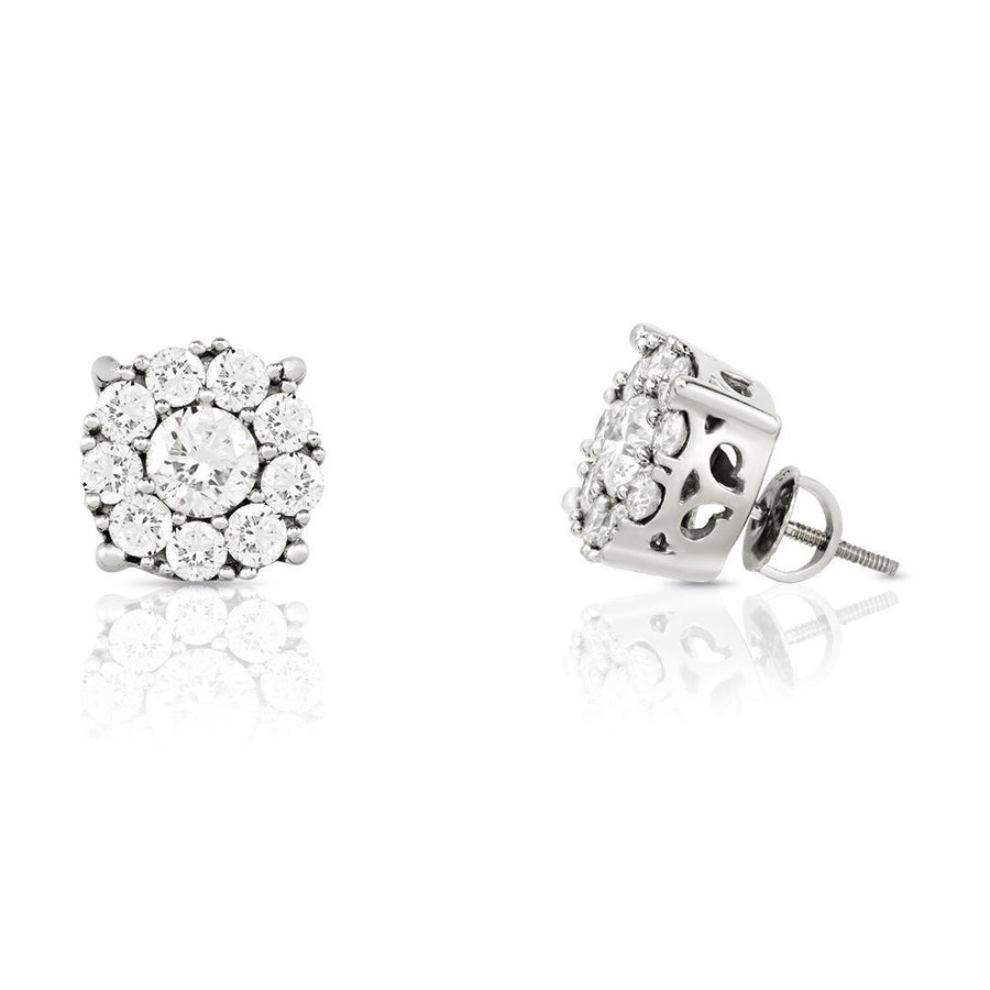 Diamond Cluster Earring in 14k White Gold 5 Ctw