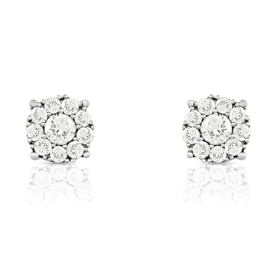 Diamond Cluster Earring in 14k White Gold 5 Ctw