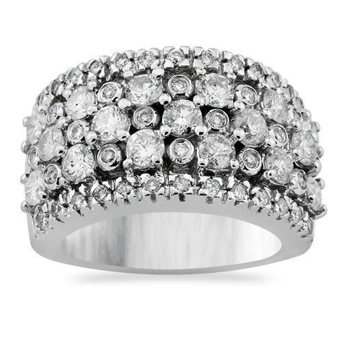 Diamond Cocktail Ring in 14k White Gold 2.50 Ctw