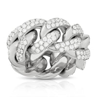 Thumbnail for Diamond Cuban Link Ring in 14k White Gold 5 Ctw