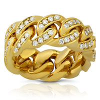 Thumbnail for Diamond Cuban Link Ring in 14k Yellow Gold 1.75 Ctw