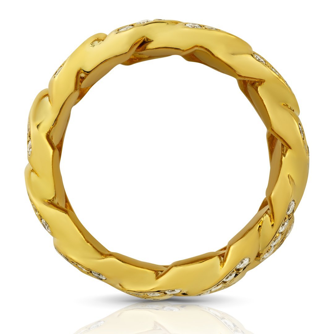 Diamond Cuban Link Ring in 14k Yellow Gold 1.75 Ctw