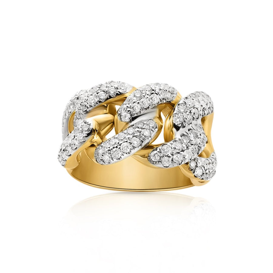Yellow Diamond Cuban Ring in 14k Yellow Gold 1.25 Ctw