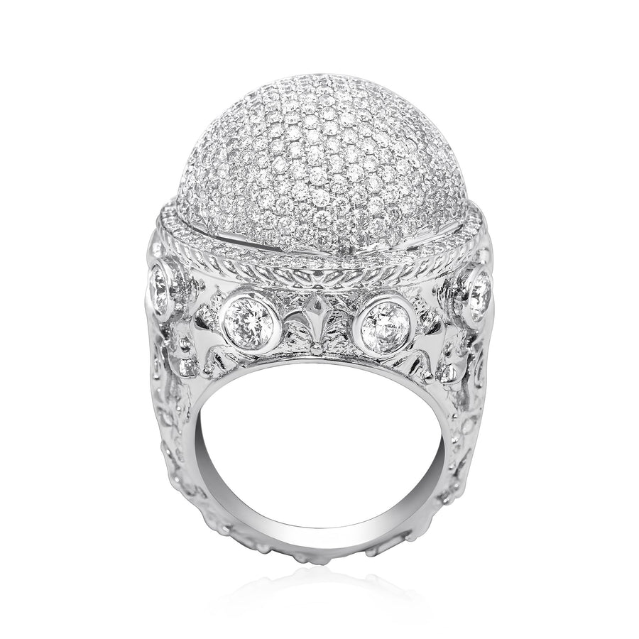 14k White Gold Diamond Dome Ring 7.39 Ctw
