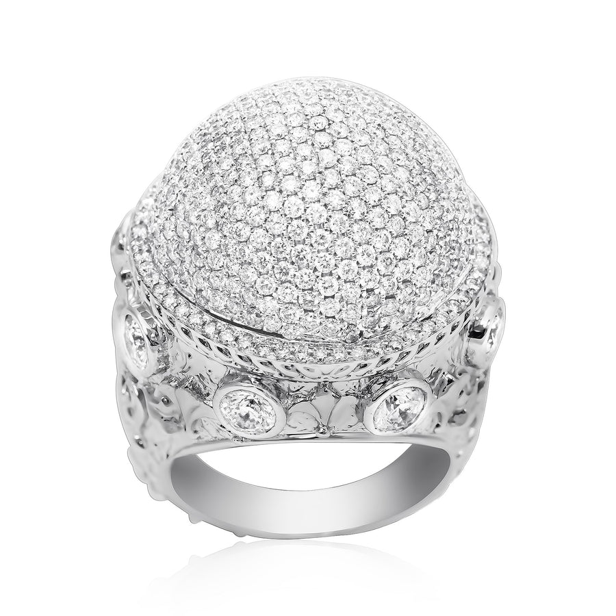 14k White Gold Diamond Dome Ring 7.39 Ctw