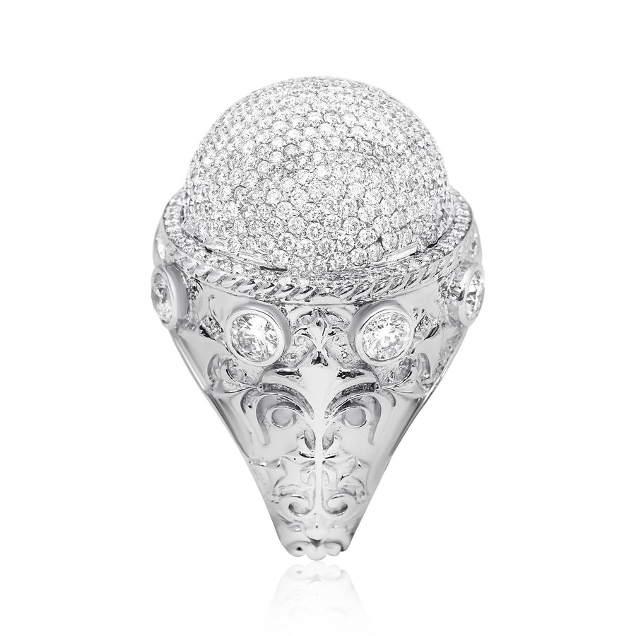 14k White Gold Diamond Dome Ring 7.39 Ctw