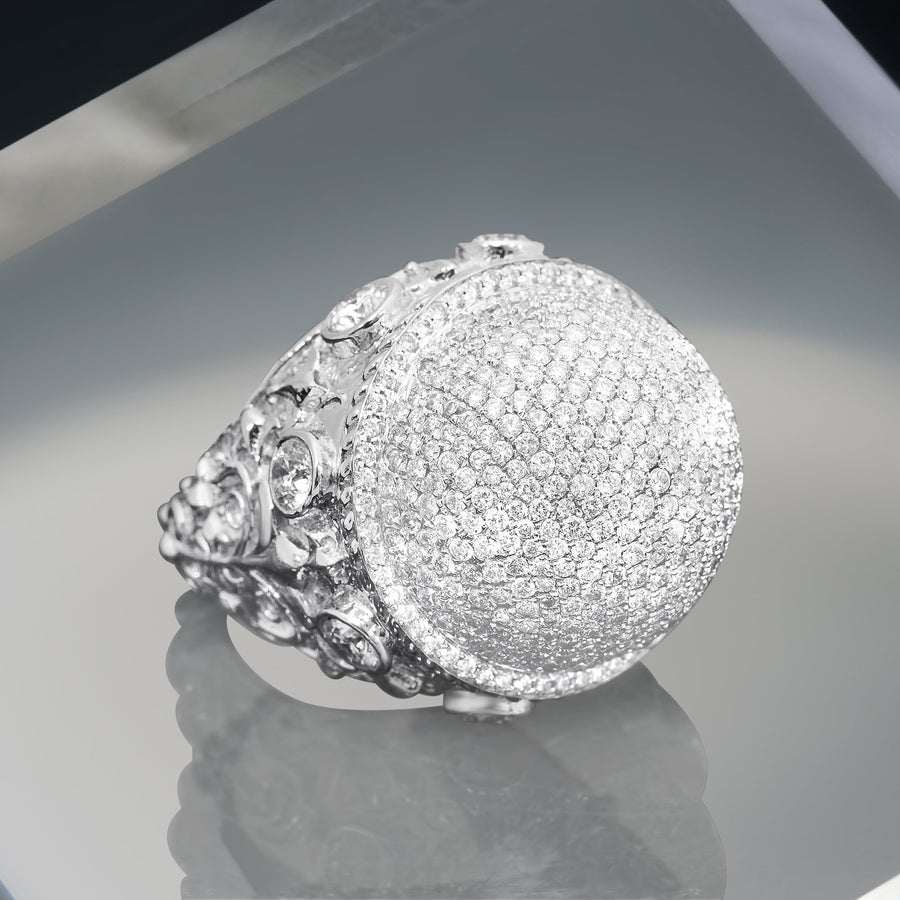 14k White Gold Diamond Dome Ring 7.39 Ctw