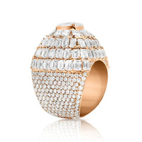 Thumbnail for Diamond Emerald Pinky Ring With Cushion Center Stone In 14K Rose Gold 15.66 CTW