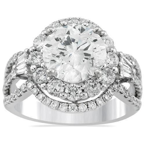 Diamond Engagement Ring in 18k White Gold 4.84 Ctw