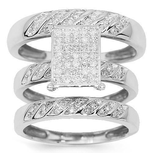 Diamond Engagement Ring Set in 10K White Solid Gold 0.55 Ctw