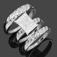 Thumbnail for Diamond Engagement Ring Set in 10K White Solid Gold 0.55 Ctw