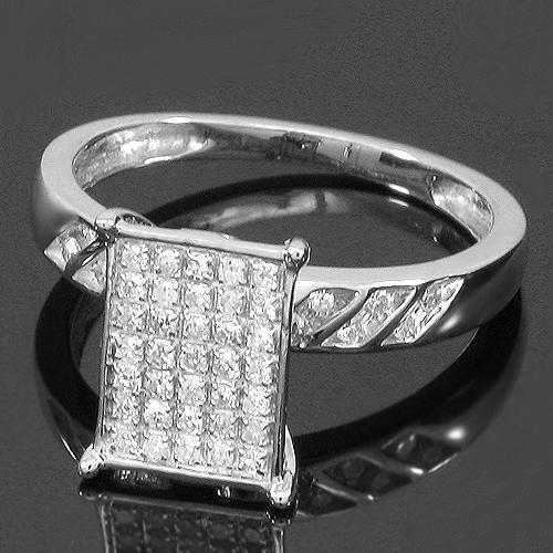 Diamond Engagement Ring Set in 10K White Solid Gold 0.55 Ctw