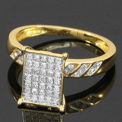 Diamond Engagement Ring Set in 10K Yellow Solid Gold 0.55 Ctw