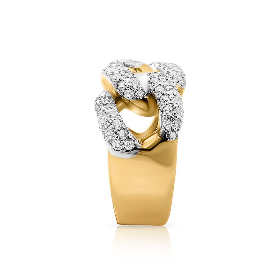 DIAMOND HALF CUBAN RING IN 14K YELLOW GOLD 1.75 CTW