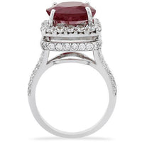 Thumbnail for Diamond Large Ruby Ring in 18k White Gold 8.6 Ctw