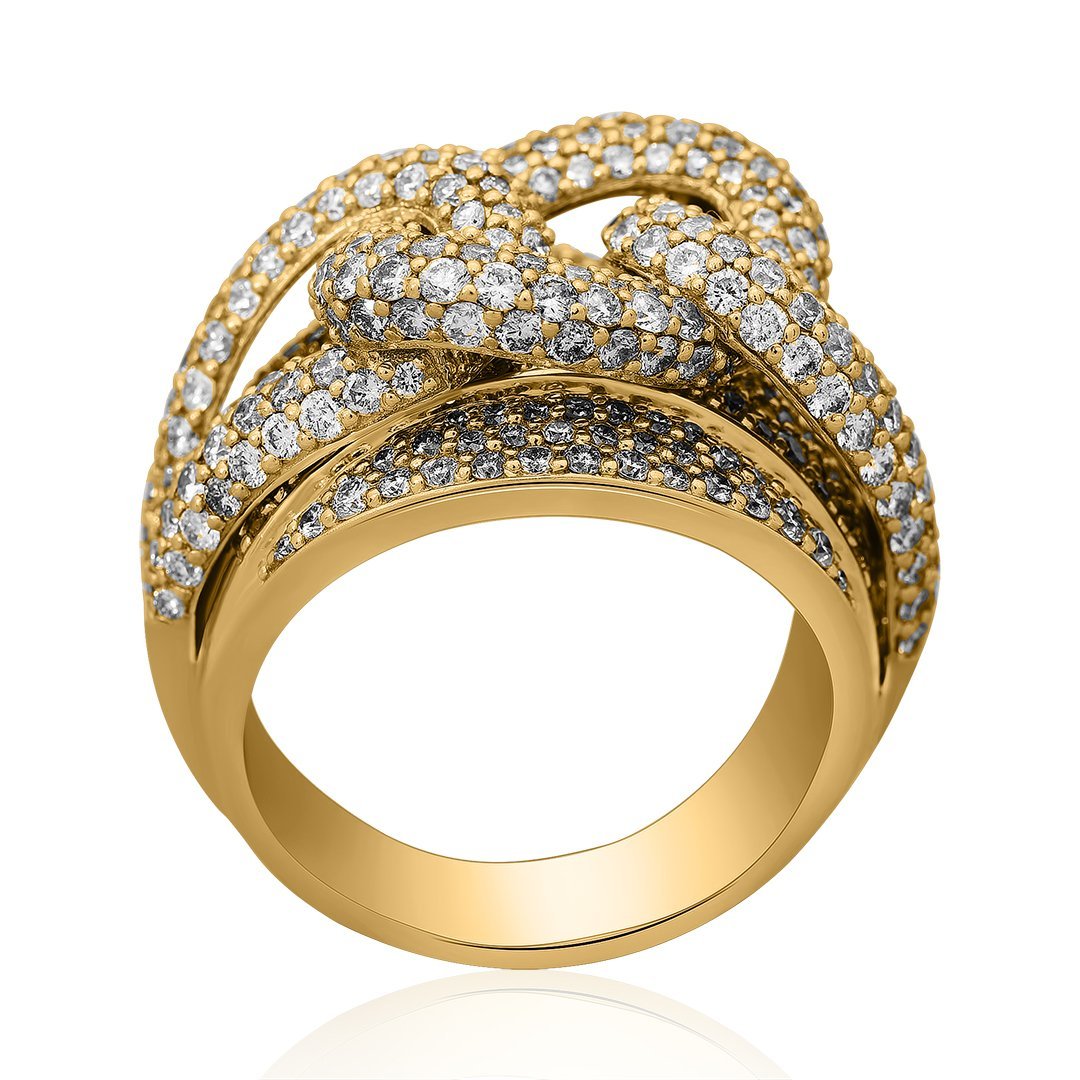 14k Yellow Gold Diamond Layer Cuban Ring 5.86 Ctw