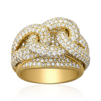 Thumbnail for 14k Yellow Gold Diamond Layer Cuban Ring 5.86 Ctw
