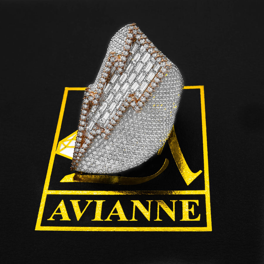 Two Tone Diamond Lightning Bolt Ring 16.41 CTW