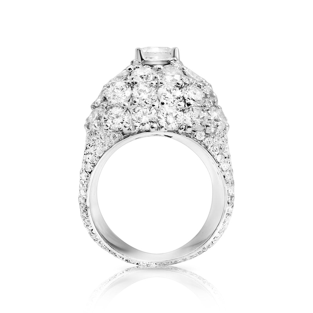 White Diamond Pinky Ring in 14k White Gold 13.97 Ctw