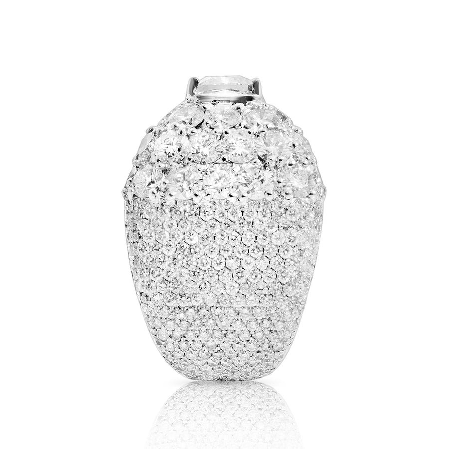 White Diamond Pinky Ring in 14k White Gold 13.97 Ctw