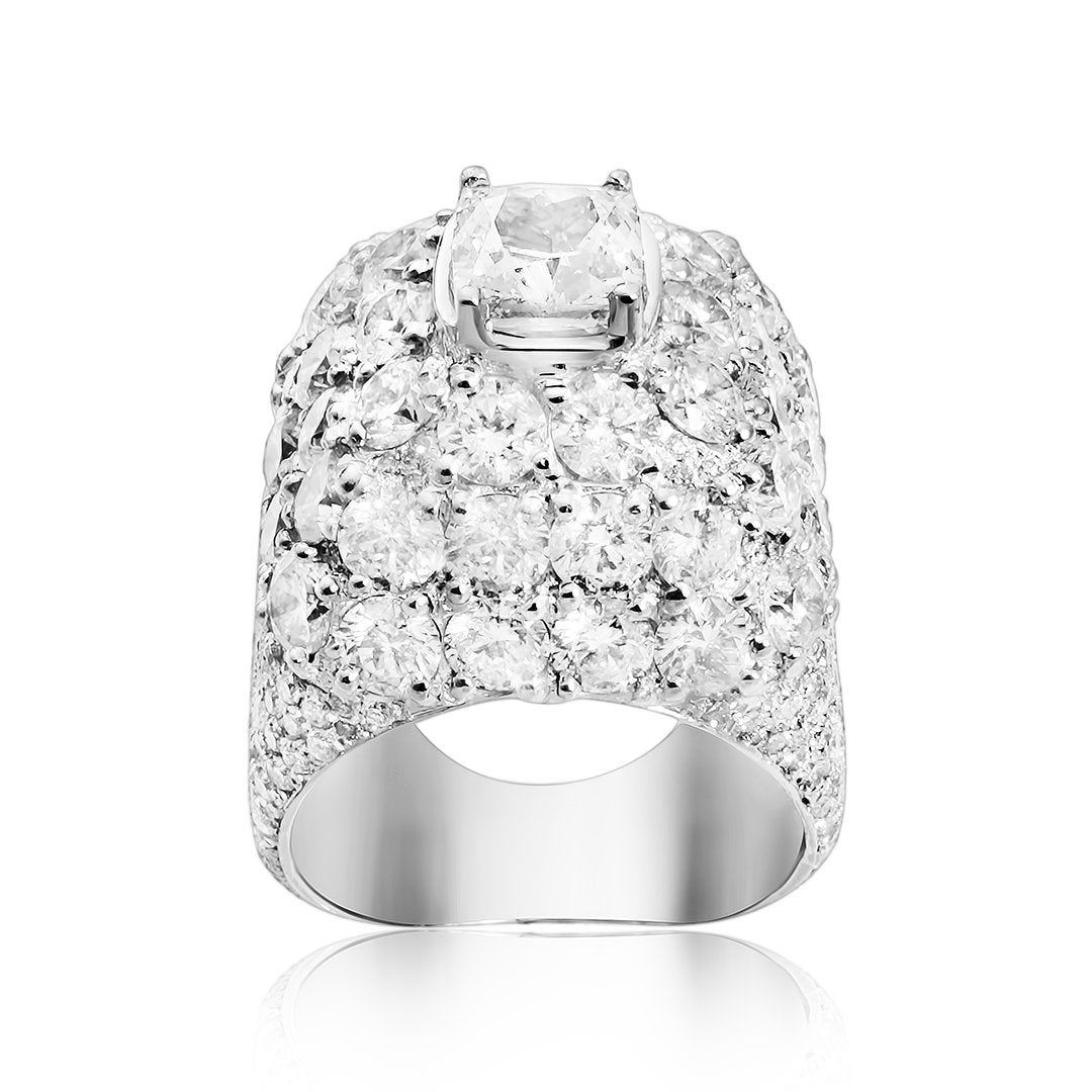 White Diamond Pinky Ring in 14k White Gold 13.97 Ctw