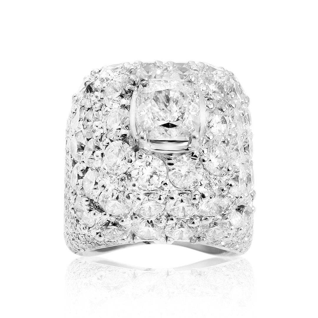 White Diamond Pinky Ring in 14k White Gold 13.97 Ctw
