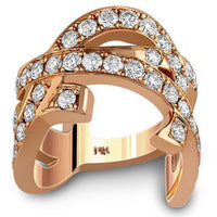 Thumbnail for Diamond Right Hand Ring Unique 14K Rose Solid Gold 3.50 Ctw