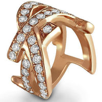 Thumbnail for Diamond Right Hand Ring Unique 14K Rose Solid Gold 3.50 Ctw