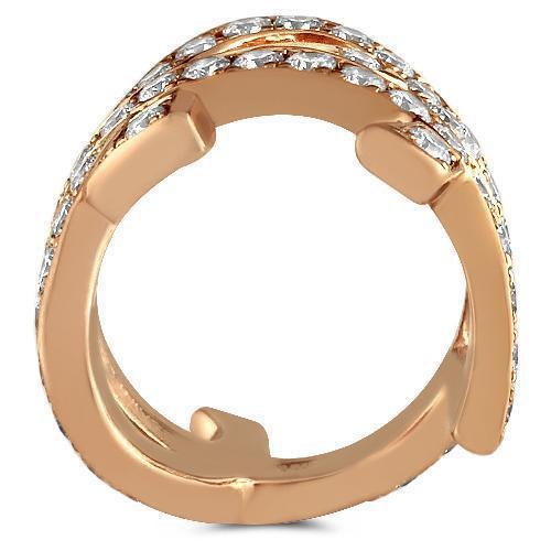 Diamond Right Hand Ring Unique 14K Rose Solid Gold 3.50 Ctw
