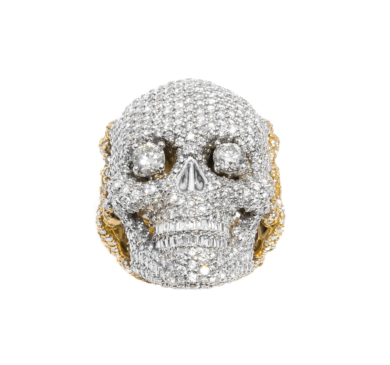 Y/W Diamond Skull Ring 10.06 ctw