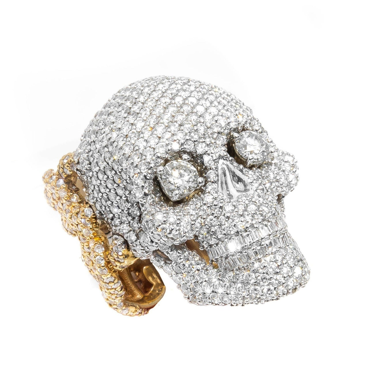 Y/W Diamond Skull Ring 10.06 ctw