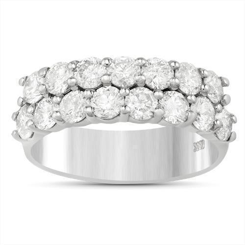 Diamond Two Row Wedding Band in 14k White Gold 1.90 Ctw