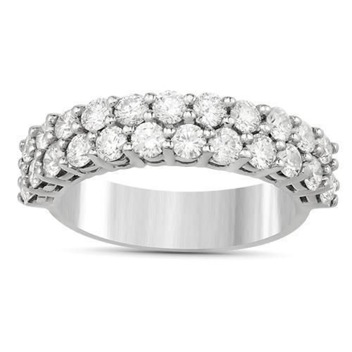 Diamond Two Row Wedding Band in 14k White Gold 2.50 Ctw