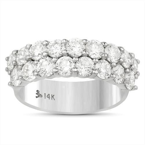 Diamond Two Row Wedding Band in 14k White Gold 3.25 Ctw