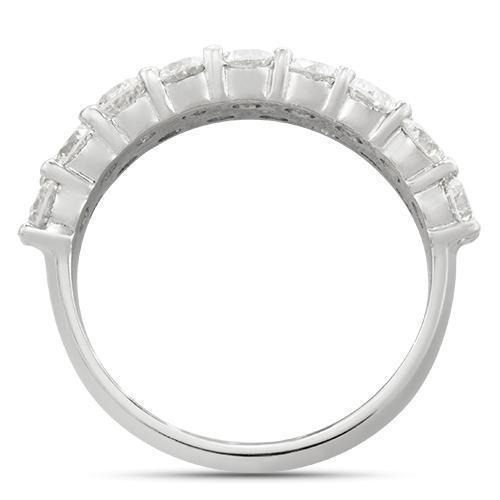 Diamond Two Row Wedding Band in 14k White Gold 3.25 Ctw